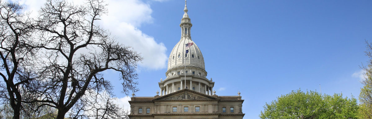View of the Michigan Capitol building from the east side