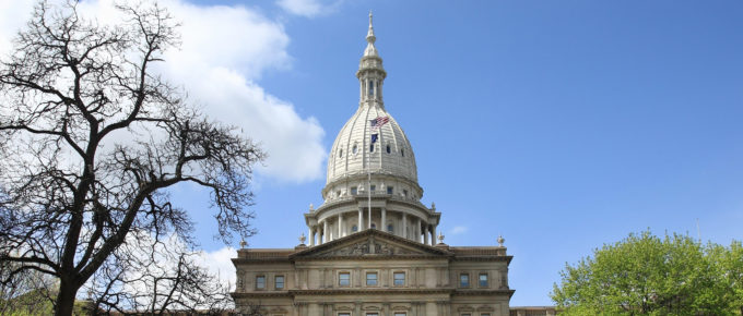 View of the Michigan Capitol building from the east side